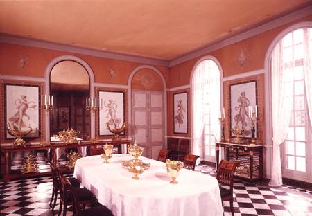 View of the dining room with Pompeiian style frescoes by Louis Lafitte (1770-1828) (photo) a Scuola Francese