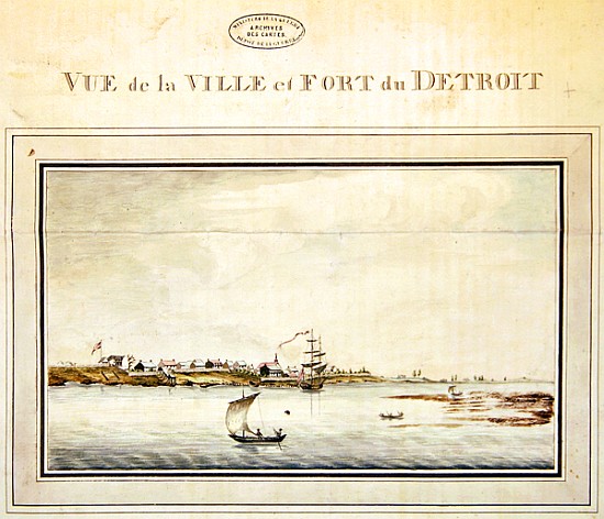View of the town and fort of Detroit, late eighteenth century a Scuola Francese