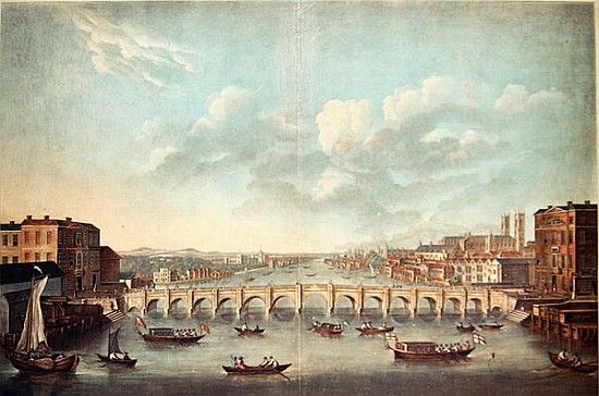 View of Westminster Bridge; engraved by Pierre Michel Alix (1762-1817) a Scuola Francese
