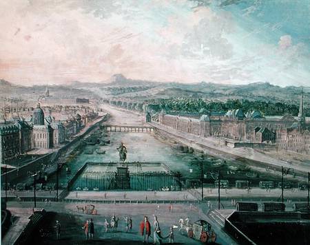 View of Place Dauphine and the Seine a Scuola Francese