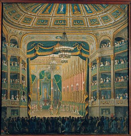 View of the Stage of the Paris Opera, Rue Richelieu, Paris a Scuola Francese
