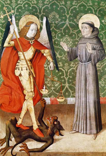 St. Michael and St. Francis of Assisi, c.1480 (oil on panel) a French School, (15th century)