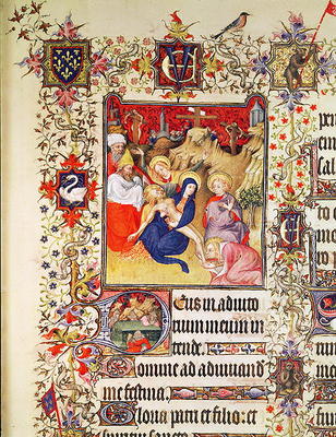 Lat 919 f.77 The Deposition of Christ, from the Grandes Heures de Duc de Berry, 1409 (vellum) a French School, (15th century)