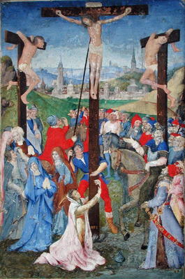 The Crucifixion, from a Missal (vellum) a French School, (15th century)