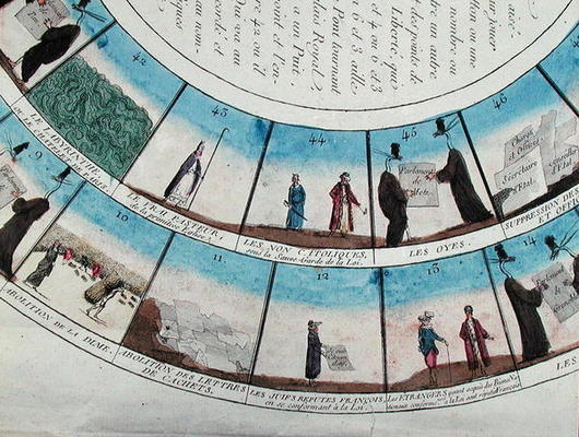 Board game based on the French Revolution, c.1790 (colour litho) a French School, (18th century)