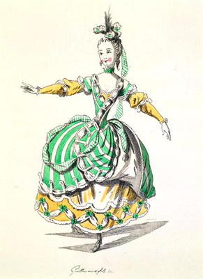 Costume design for Phrygienne, in Dardanus, a libretto by Leclerc de Labruere, composed by Jean-Phil a French School, (18th century)