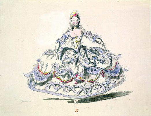 Opera Costume, from the Menus Plaisirs Collection, facsimile by A. Guillaumot Fils (colour litho) a French School, (18th century)