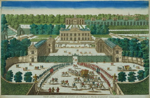 View and Perspective of the Entrance to the Chateau of Marly, engraved by Antoine Aveline (1691-1743 a French School, (18th century)