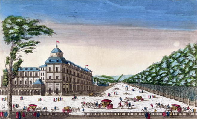 View of Schloss Esterhazy, Eisenstadt, Austria (coloured engraving) a French School, (18th century)