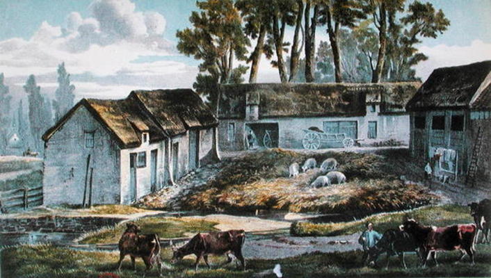 Mr Vandercolme's farm at Armbouts-Cappel (Nord) before the improvement of the manure pit, 1867 (colo a French School, (19th century)