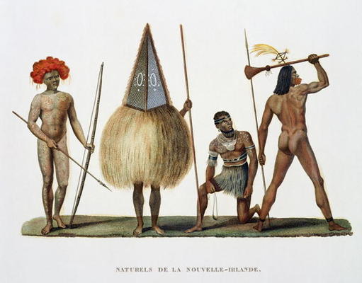 Natives of New Ireland, from 'Voyage autour du Monde, execute par Ordre du Roi sur La Corvette de Sa a French School, (19th century)