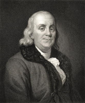 Portrait of Benjamin Franklin (engraving) a French School, (19th century)