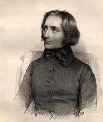 Portrait of Franz Liszt (1811-86) Hungarian piano virtuoso and composer (engraving) a French School, (19th century)