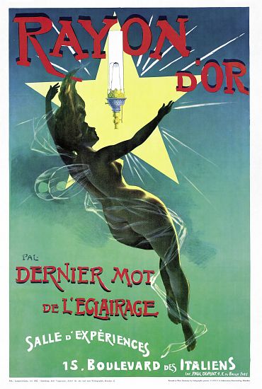 Poster advertising 'Rayon d'Or' lighting a French School, (19th century)
