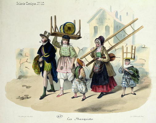 The Banquistes, c.1820-30 (colour litho) a French School, (19th century)