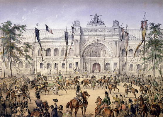 The Palais de l'Industrie at the Exposition Universelle in 1855 (coloured engraving) a French School, (19th century)