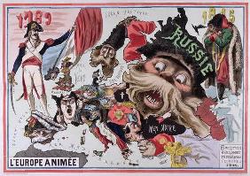 Map of 'Animated Europe' 1870 (colour litho)