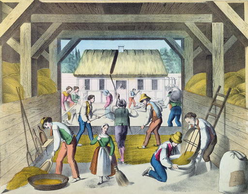 Work in the Farmyard, probably in Eastern France, 2nd half 19th century (colour litho) a French School, (19th century)