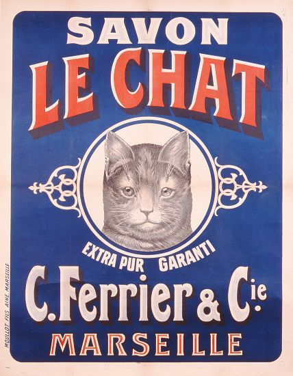 Advertisement for Savon le Chat, printed by Moullot Fils, Marseilles a French School, (20th century)