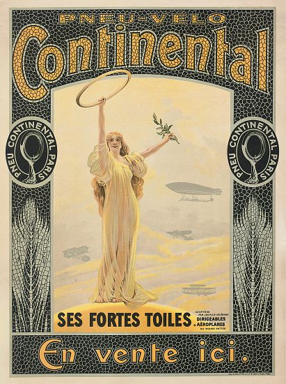 Advertising poster for Continental bicycle tyres a French School, (20th century)