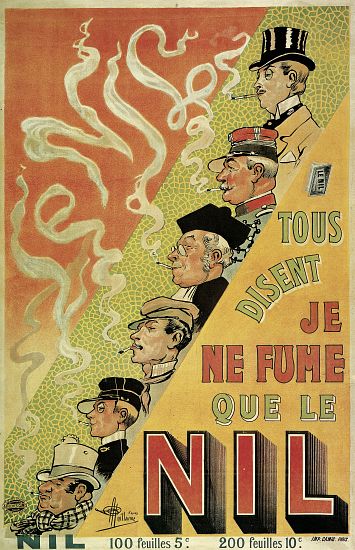Poster advertising 'Nilum' cigarette papers a French School, (20th century)