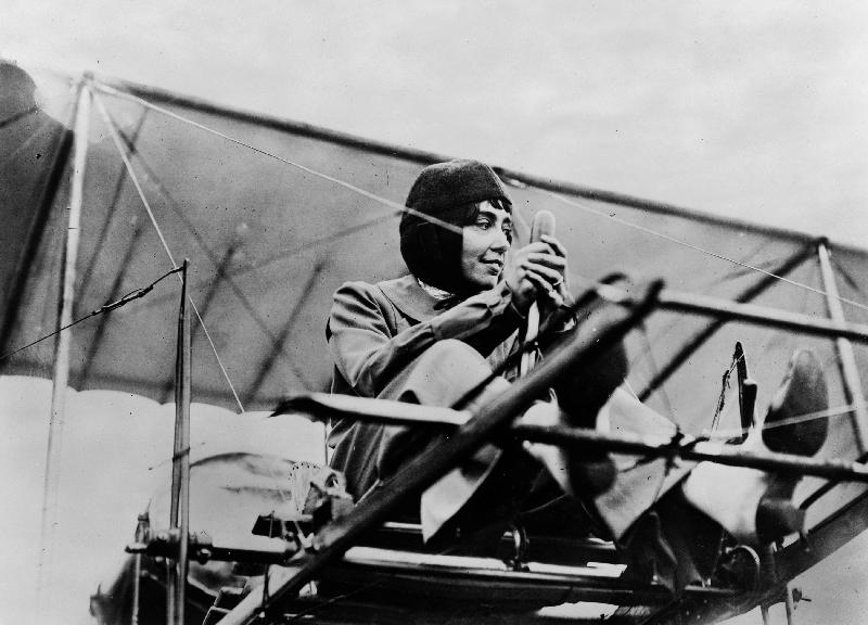 Helene Dutrieu in her plane a French Photographer, (20th century)