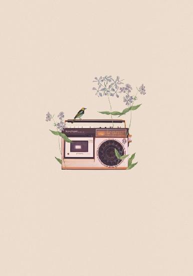 Floral vintage radio