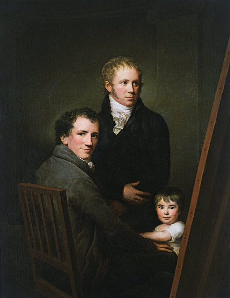 Self portrait with the Foster Daughter Lina Groger and the painter Heinrich Jakob Aldenrath a Friedrich Carl Groger
