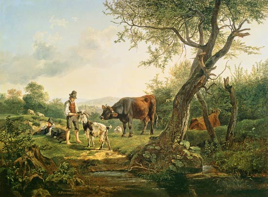 Landscape with a Shepherd a Friedrich Gauermann