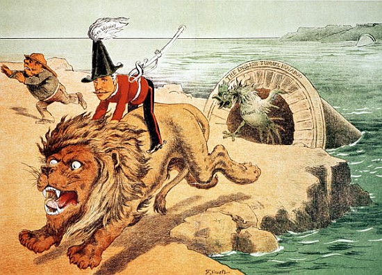 The Lion cannot face the corwing of the Cock'', The American view of the Channel Tunnel Scare, illus a Friedrich Graetz
