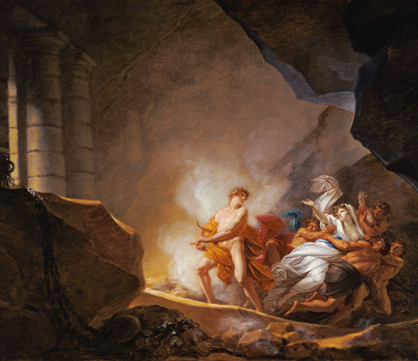 Orpheus guides Eurydike out of the underworld. a Friedrich Heinrich Füger
