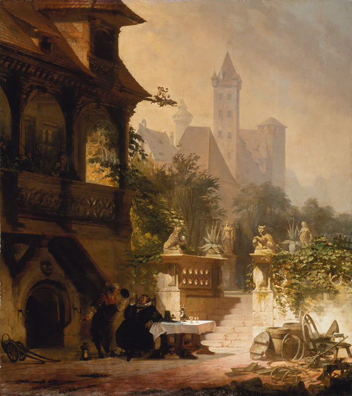 The court of the old Pellerschen house in Nuremberg with view of the castle a Friedrich Karl Mayer