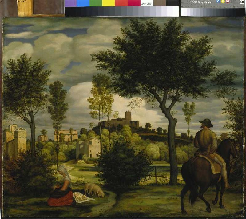 Ideal landscape with rider a Friedrich Olivier