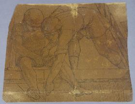 Karton zu einem Teil des Freskos "Peter von Amiens beruft Gottfried von Bouillon zum Führer des Chri