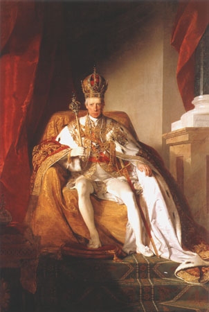 Emperor Franz L . of Austria in the coronation regalia a Friedrich von Amerling