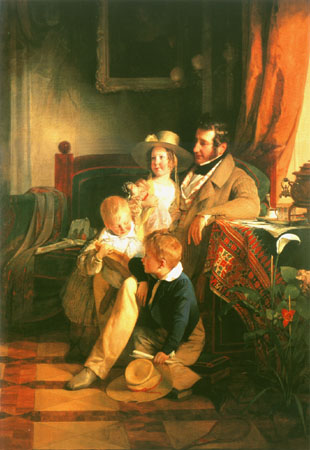 Rudolf of Arthaber with his children Rudolf, Emilie and Gustav the portrait of the mother died of a Friedrich von Amerling