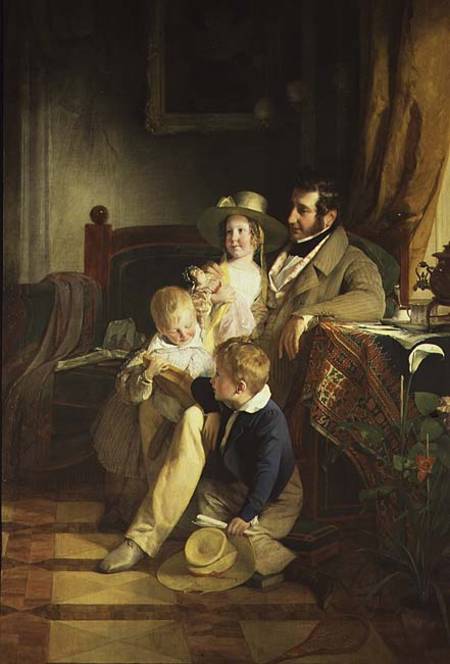 Rudolf von Athaber (1795-1867), industrialist and patron of the arts, with his children a Friedrich von Amerling