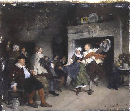 Couple Dancing in a Tavern a Friedrich von Puteani