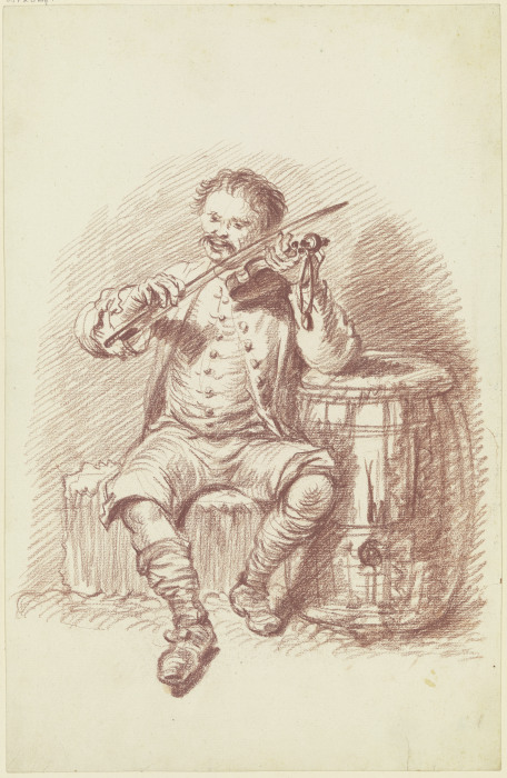 Violinenspieler bei einem Faß sitzend a Friedrich Wilhelm Hirt