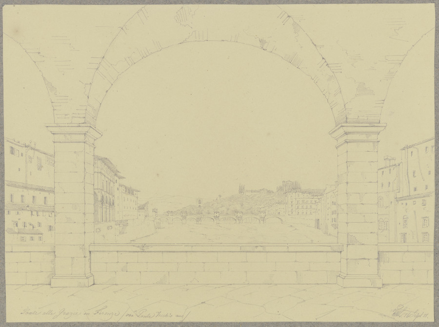 Der Ponte alle Grazie in Florenz, vom Ponto Vecchio aus gesehen a Friedrich Wilhelm Ludwig