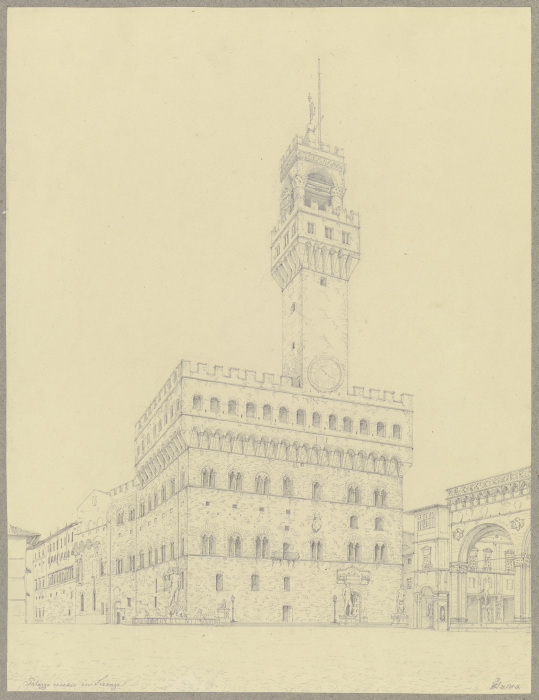 Die Piazza della Signoria mit dem Palazzo Vecchio in Florenz a Friedrich Wilhelm Ludwig