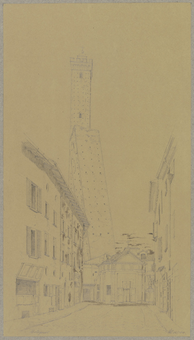 Die Torre Garisenda und Asinelli in Bologna a Friedrich Wilhelm Ludwig