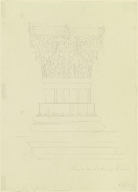 Kompositkapitell, Abschnitte oberhalb und unterhalb der Entasis eines Säulenschaftes und eine Basis 