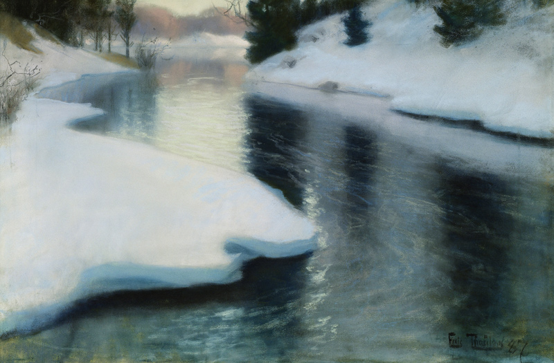Spring Thaw, 1887 (pastel on paper) a Frits Thaulow