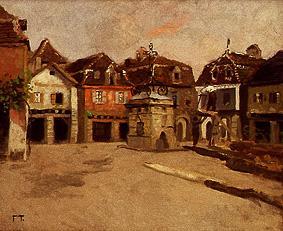 Small town square. a Frits Thaulow