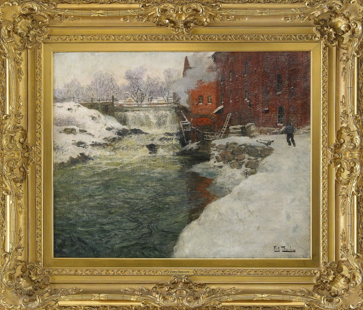 Canvas factory by the Aker River (Kristiania) a Frits Thaulow