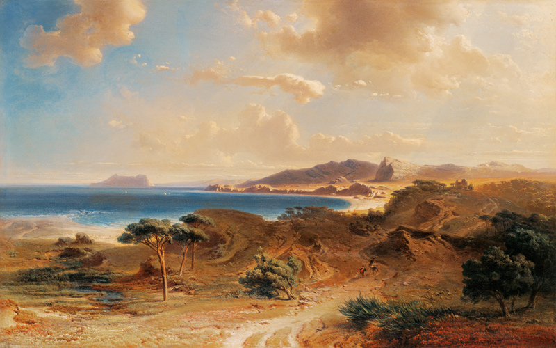 Beach at Estepona with a View of the Rock of Gibraltar a Fritz Bamberger