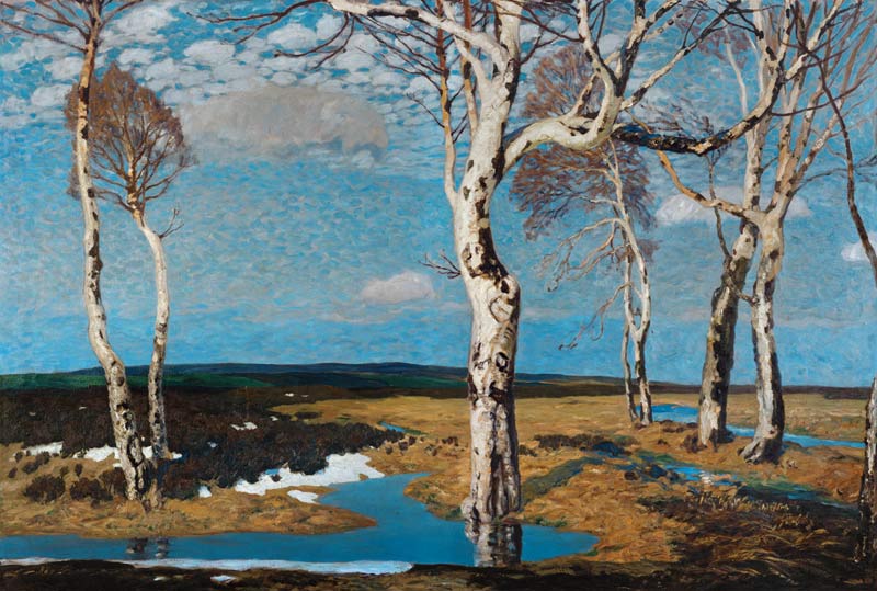 Birches in Worpswede a Fritz Overbeck