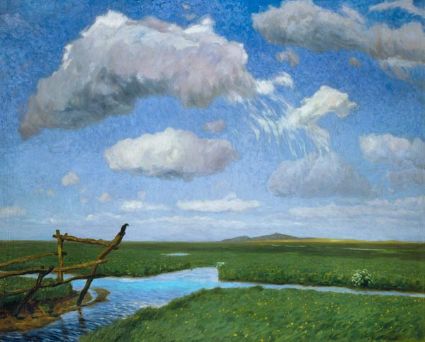 Summer's Day in Hammeniederg with the Weyerberg Hills in the Distance a Fritz Overbeck