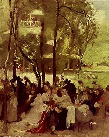 At the Chinese tower in the English garden in Munich a Fritz Schider